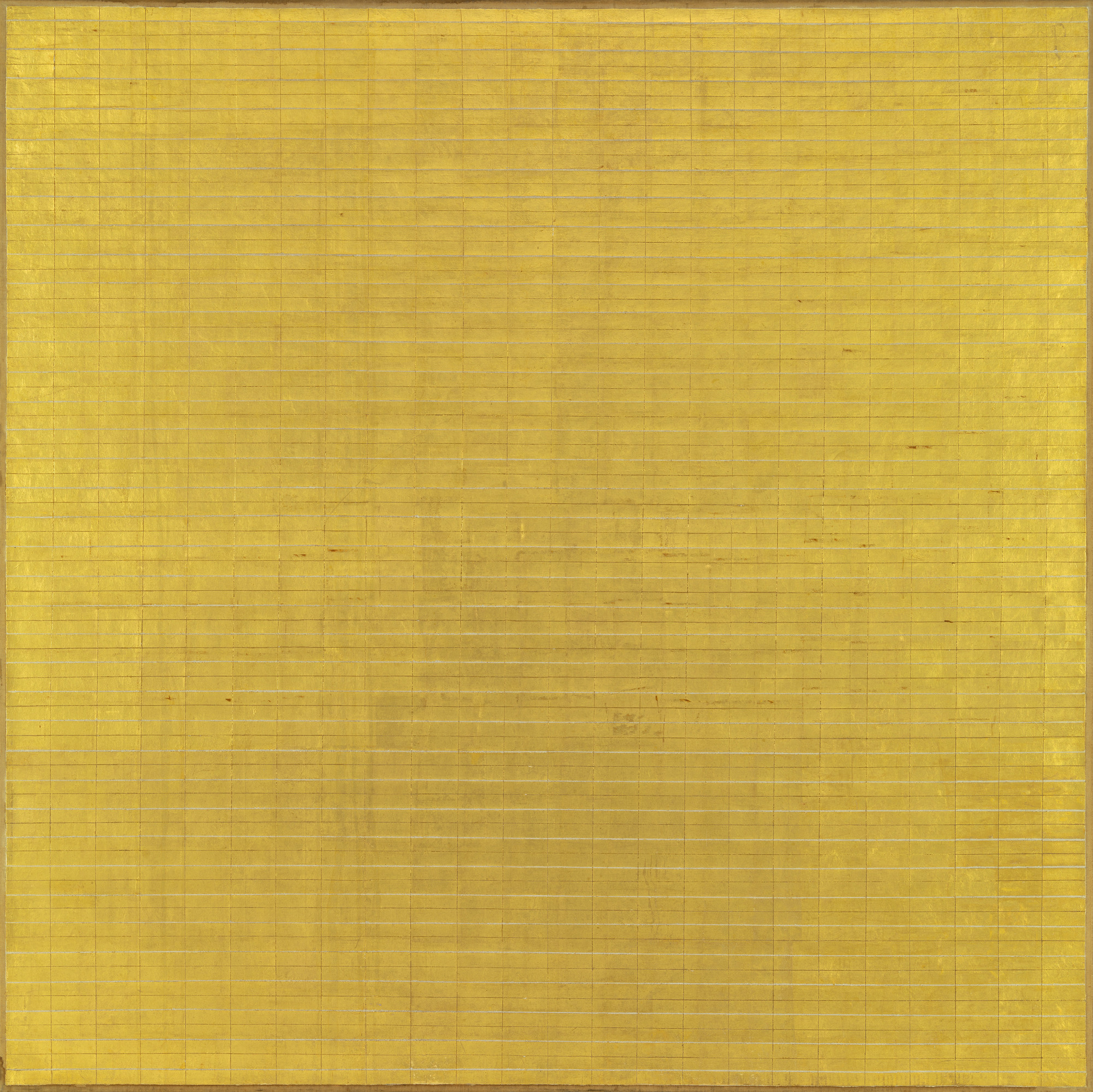 painting in gold that shows grid lines