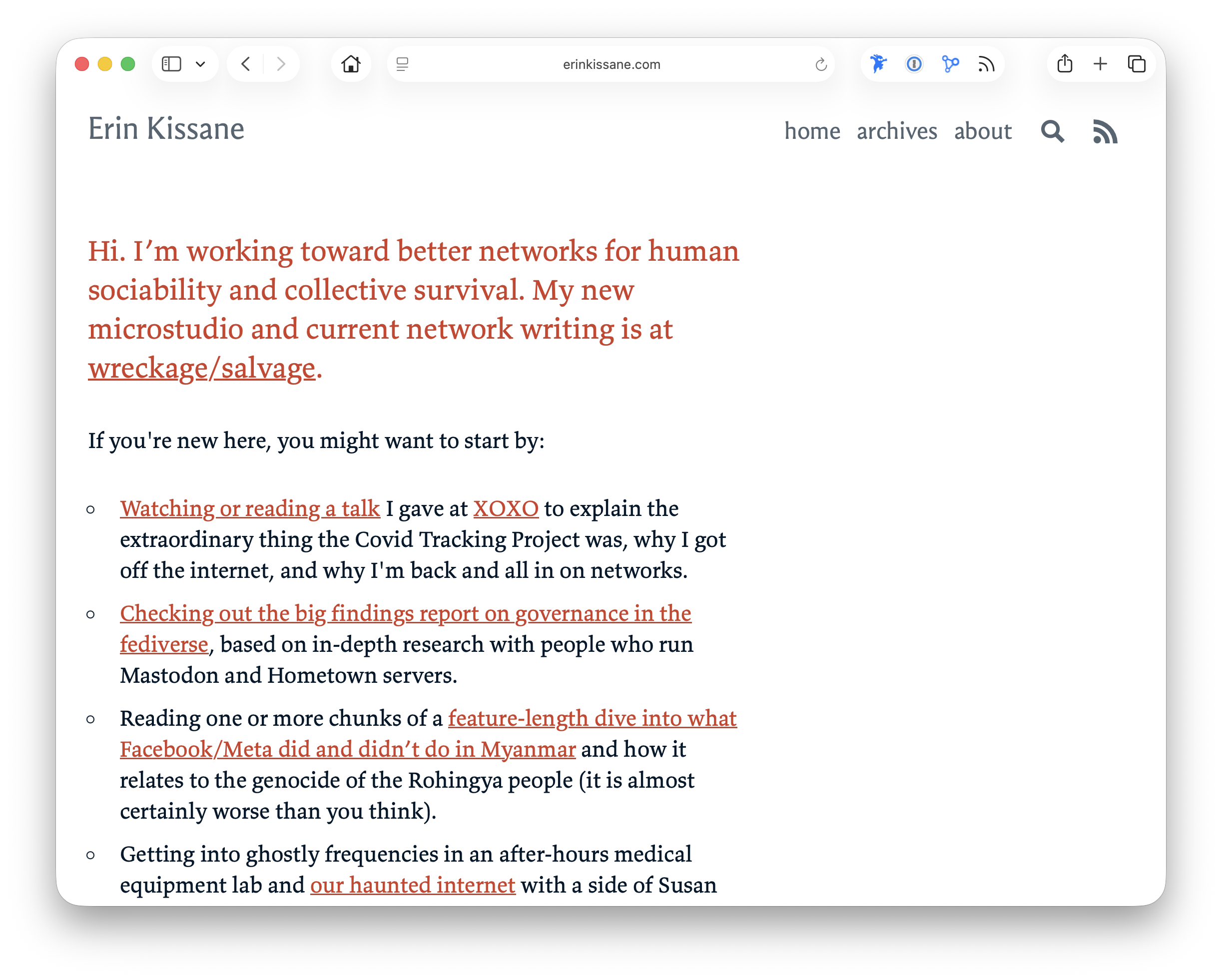 minimal website with red and black text on grey
